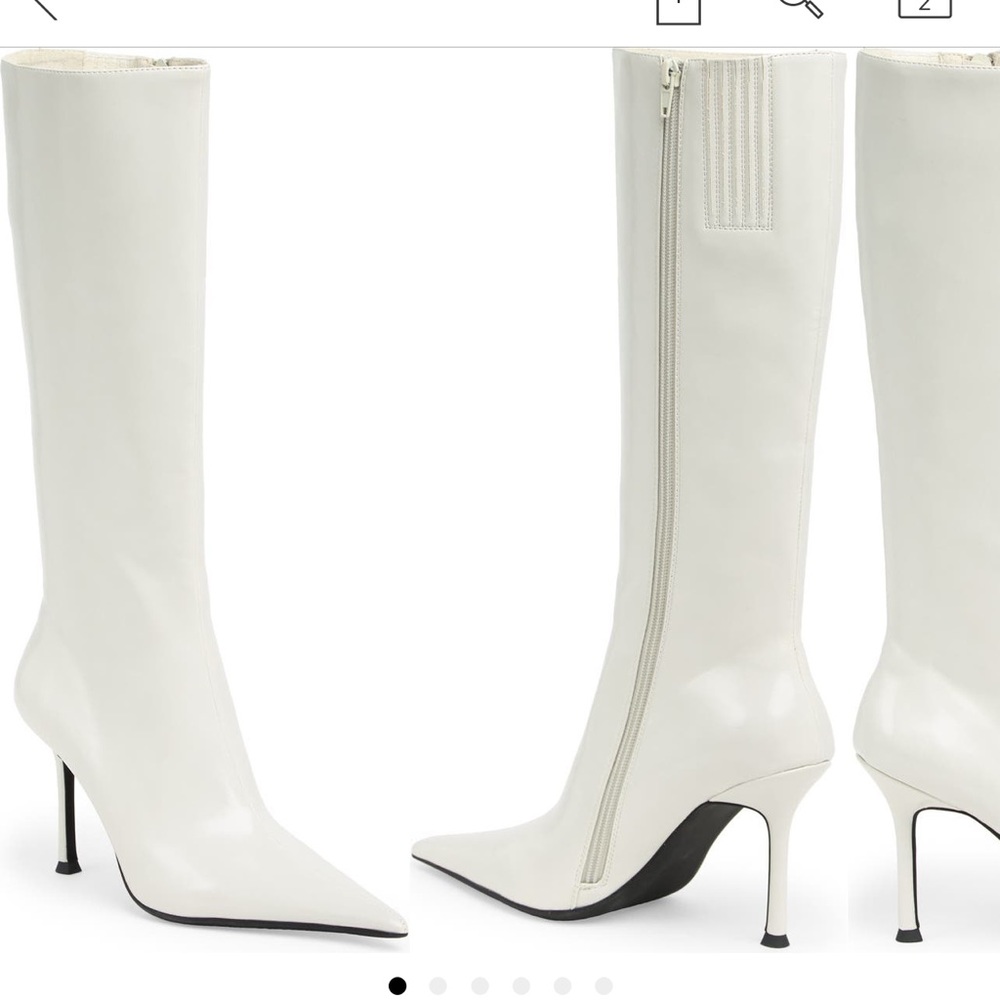 Jeffery Campbell knee high white boot point toe